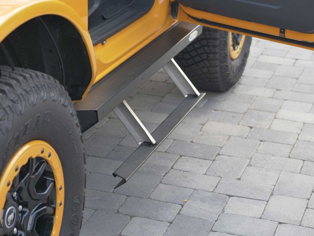 Orange Bronco Rock Slide Engineering Retractable Steps