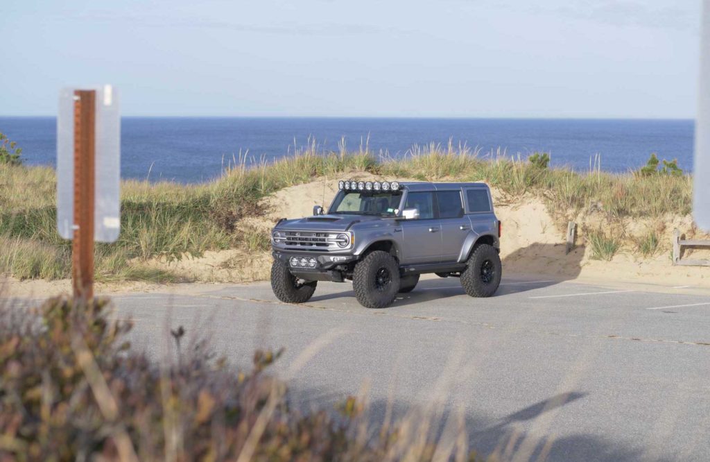 Matte Silver Bronco Scenic Shot at Beach