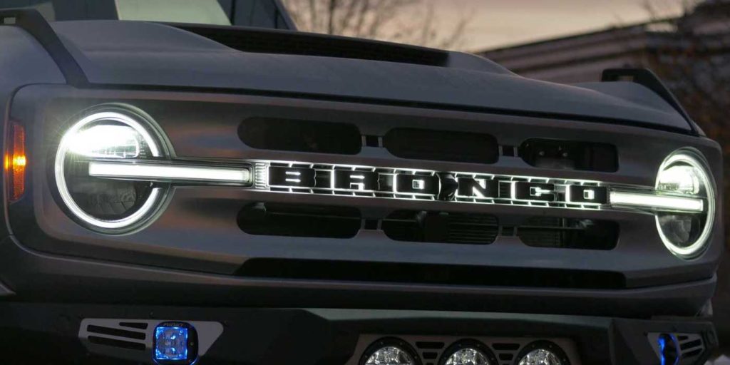 Matte Silver Ford Bronco Illuminated Grille Letters