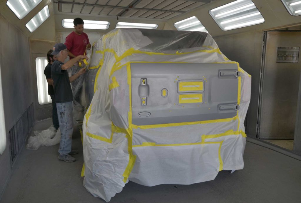 Silver Bronco in Paint Booth